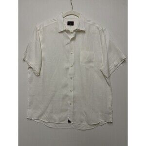 UNTUCKit Shirt Mens Large White Short Sleeve 100% Linen Wrinkle Resistant 40878